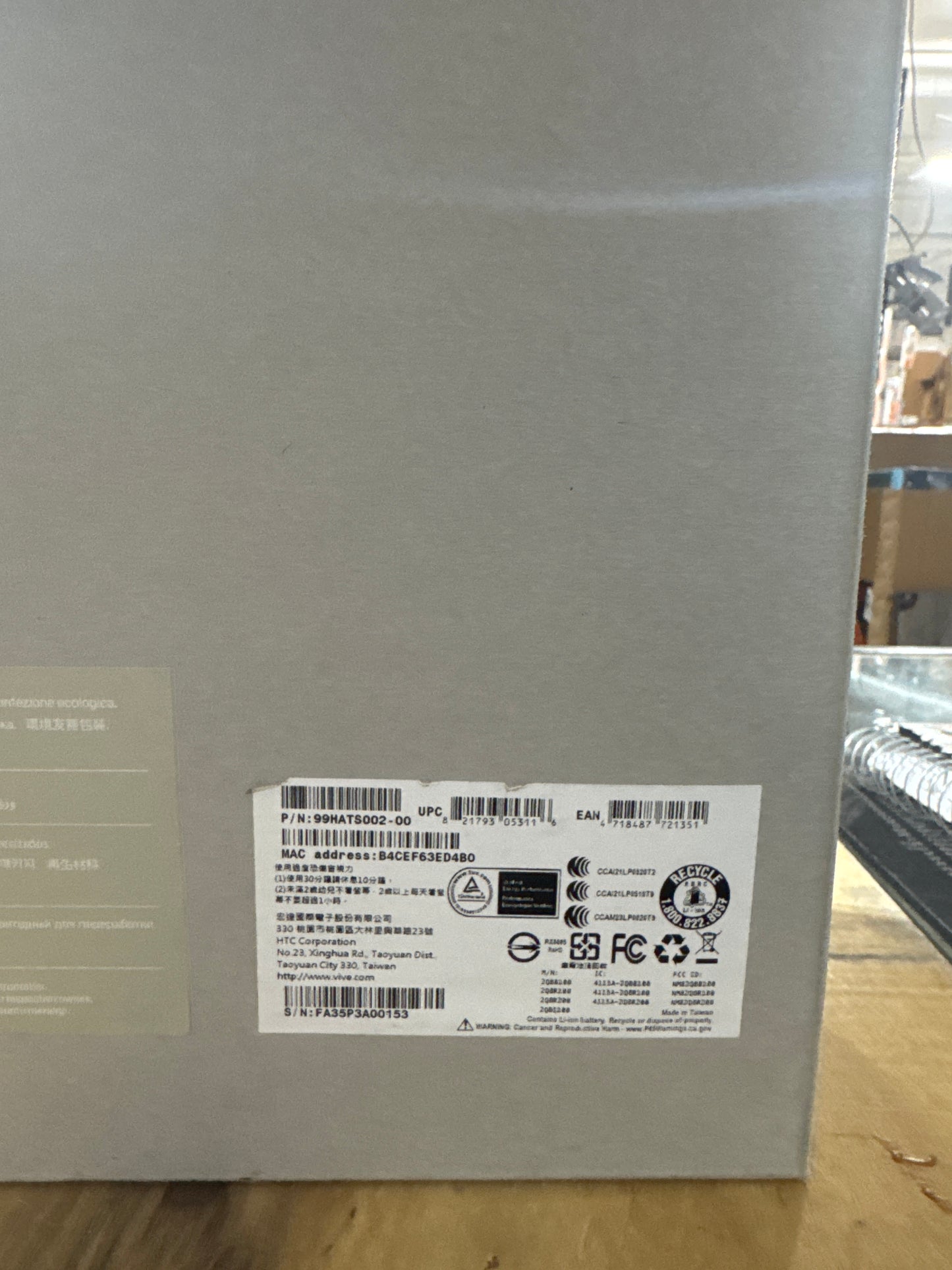 HTC Vive XR Elite Virtual Reality Headset + Controllers