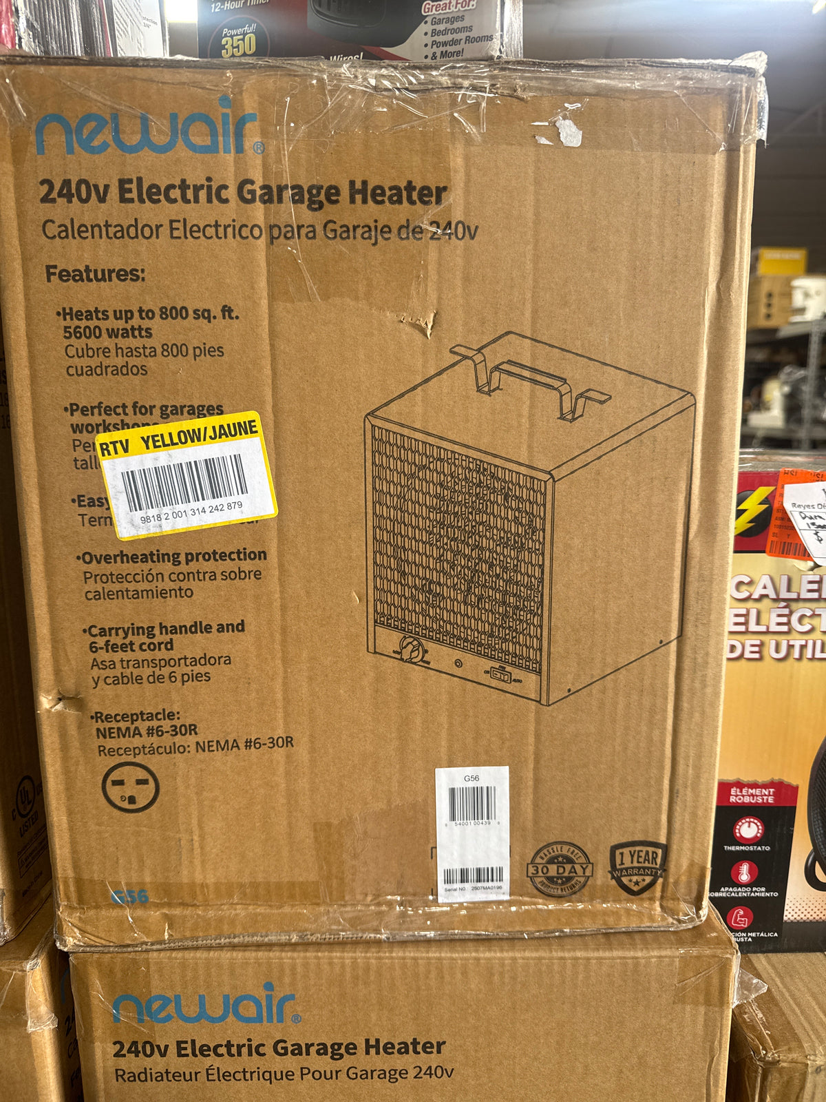 New air 19,107 BTU 5600-Watt Electric Garage Heater