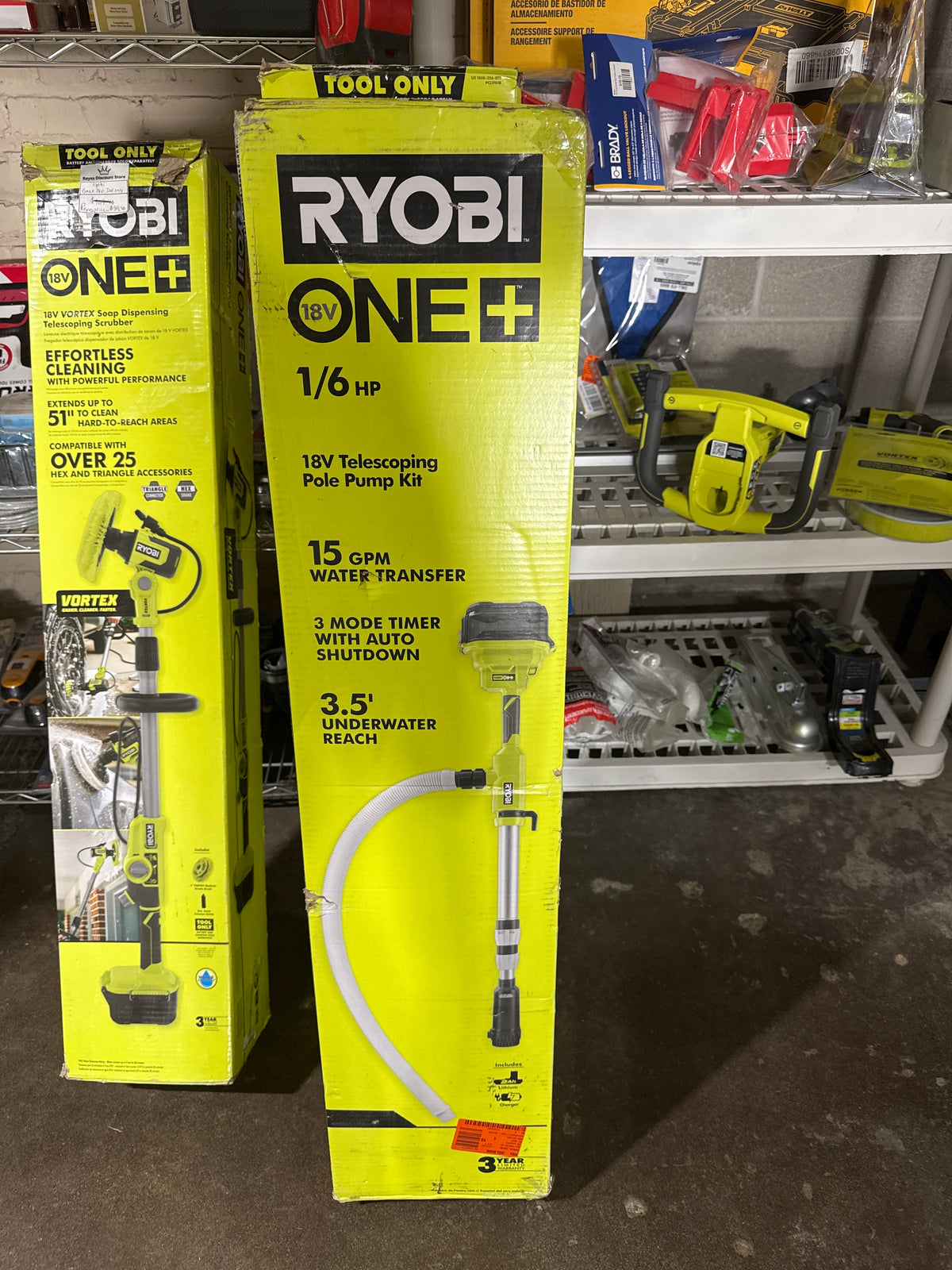 Ryobi ONE+ 18V Cordless 1/6 HP Telescoping Pole Pump with 2.0 Ah Battery and Charger