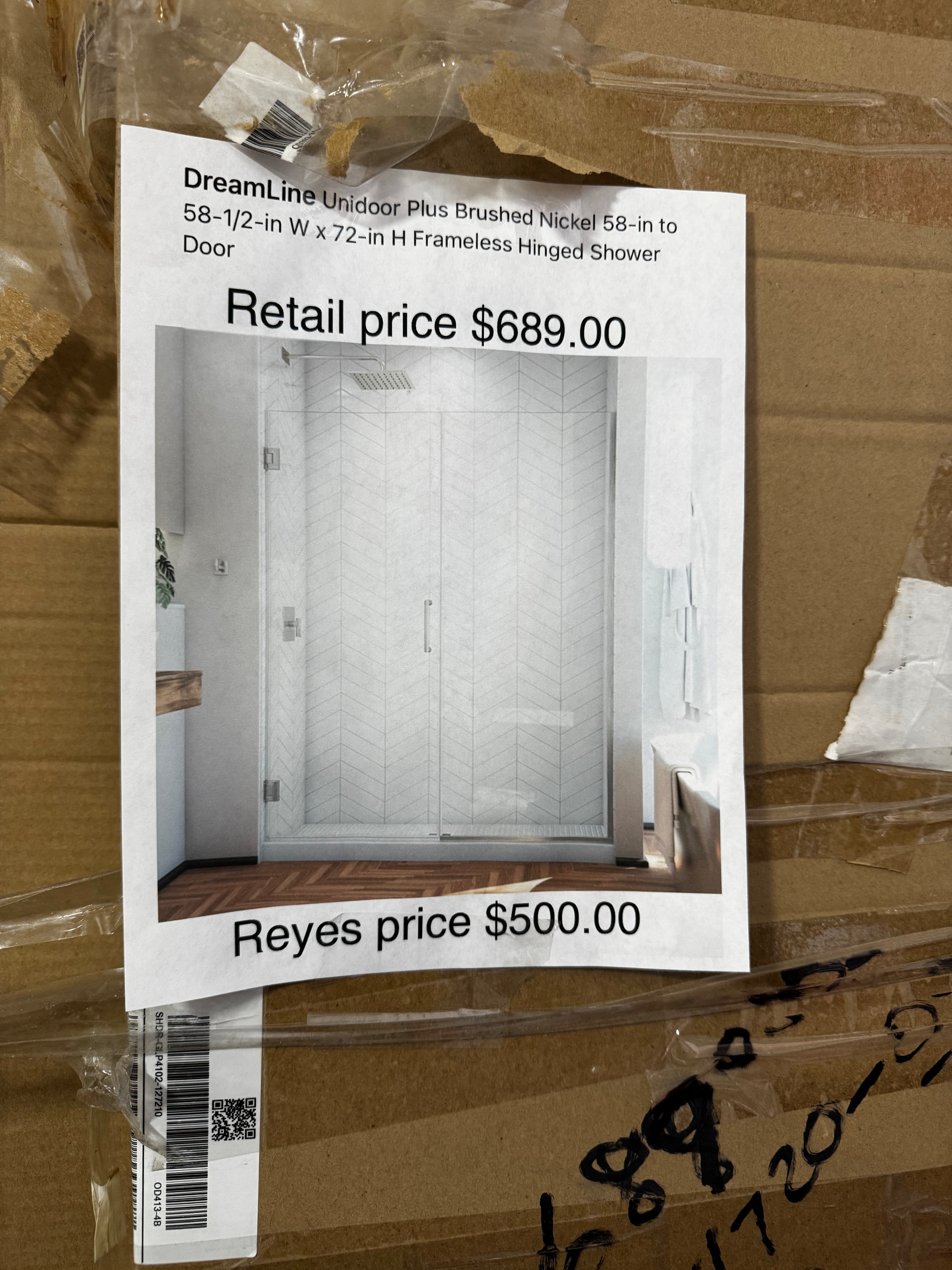 DreamLine Unidoor Plus Brushed Nickel 58-in to 58-1/2-in W x 72-in H Frameless Hinged Shower
Door