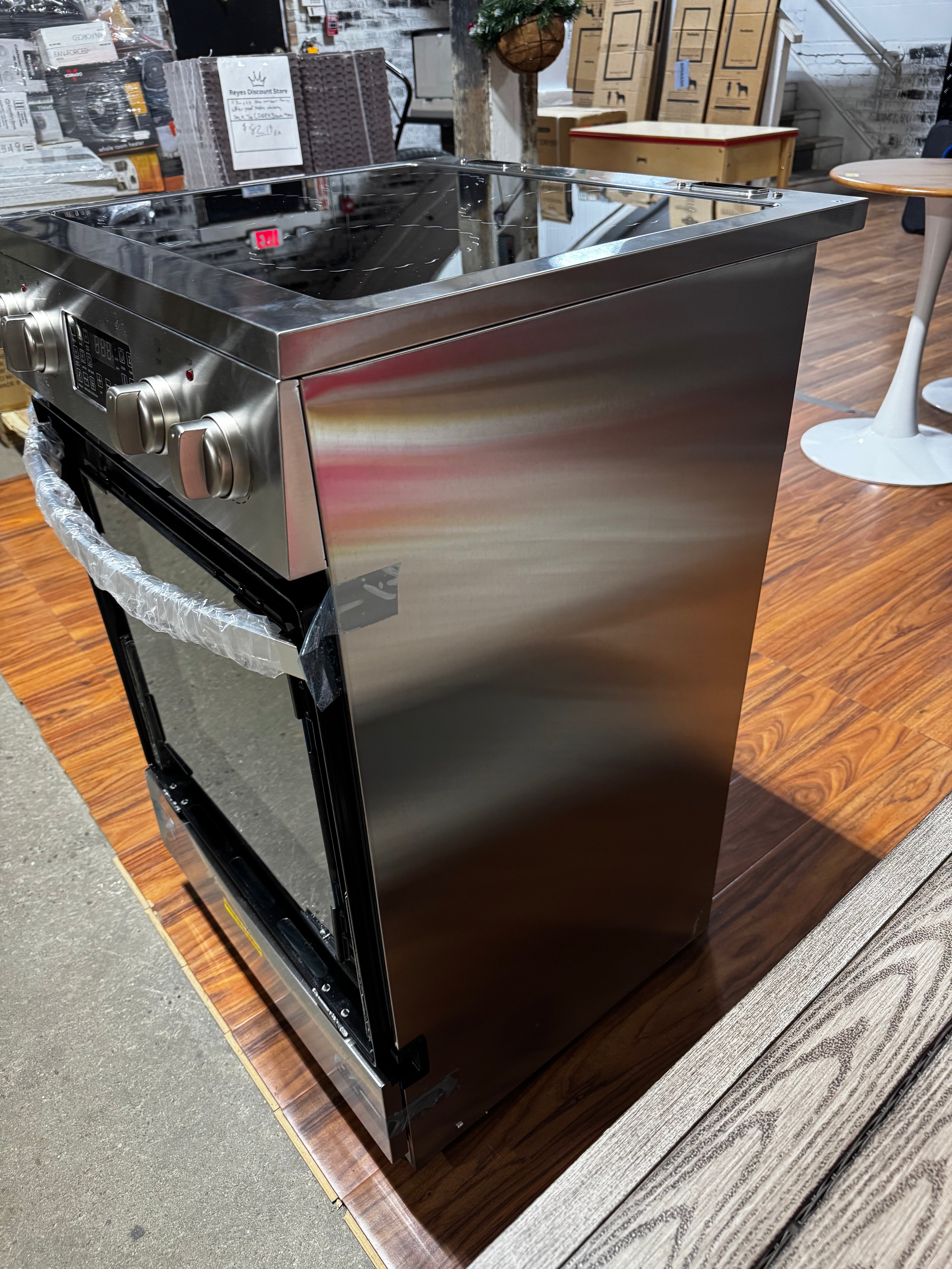 LANBO
24 in. 4 Burner Elements Freestanding Electric Range in Stainless Steel with Air Fry, Rotisserie and True Convection
