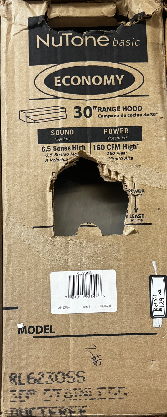 Broan-NuTone RL6200 Series 30 in. Ductless Under Cabinet Range Hood with Light in Stainless Steel