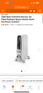 DeLonghi 1500-Watt 5120 BTU Electric Oil Filled Radiator Space Heater Quiet Full Room Comfort