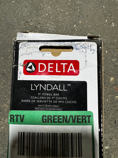 Matte black delta Towel Bar 9” Retail $31.00