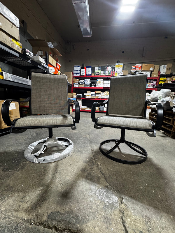 Phi villa - Black Swivel Textilene Metal Patio Outdoor Dining Chair (2-Pack)