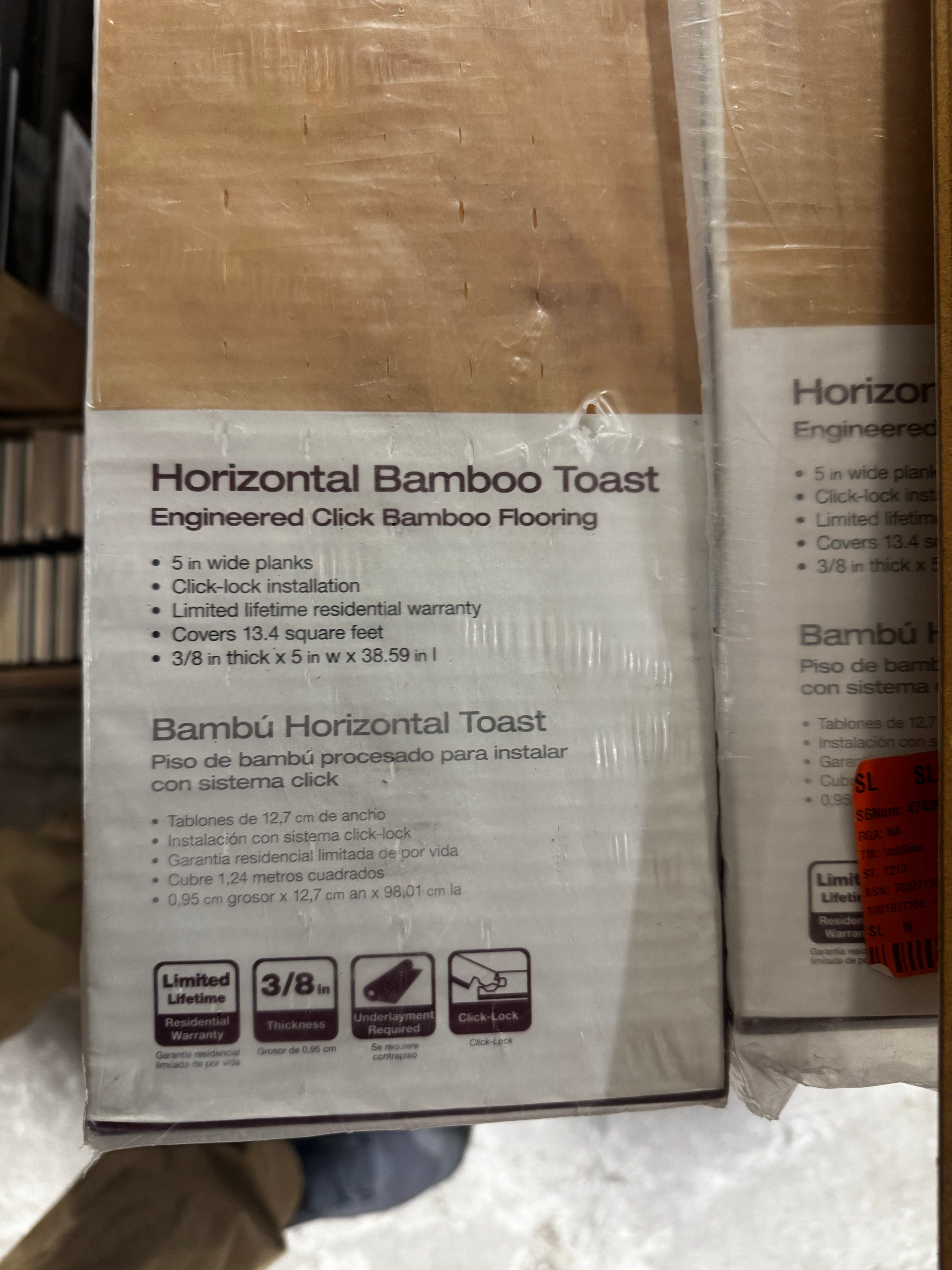18 boxes bamboo toast engineered click flooring