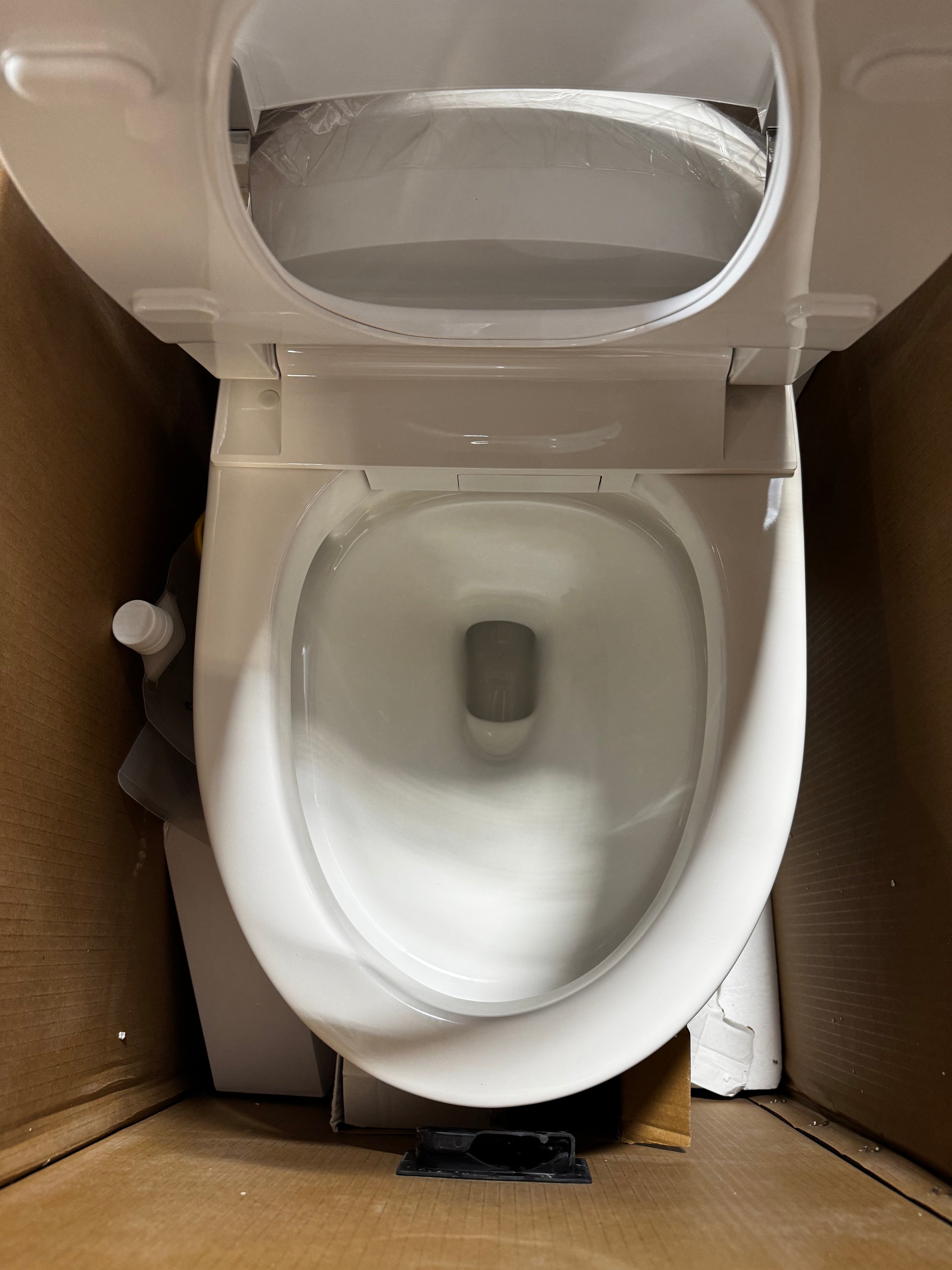 1-Piece 1/1.27 GPF High Efficiency Dual Flush Elongated Toilet in White with Heated Seat and Slow-Close, Seat Included