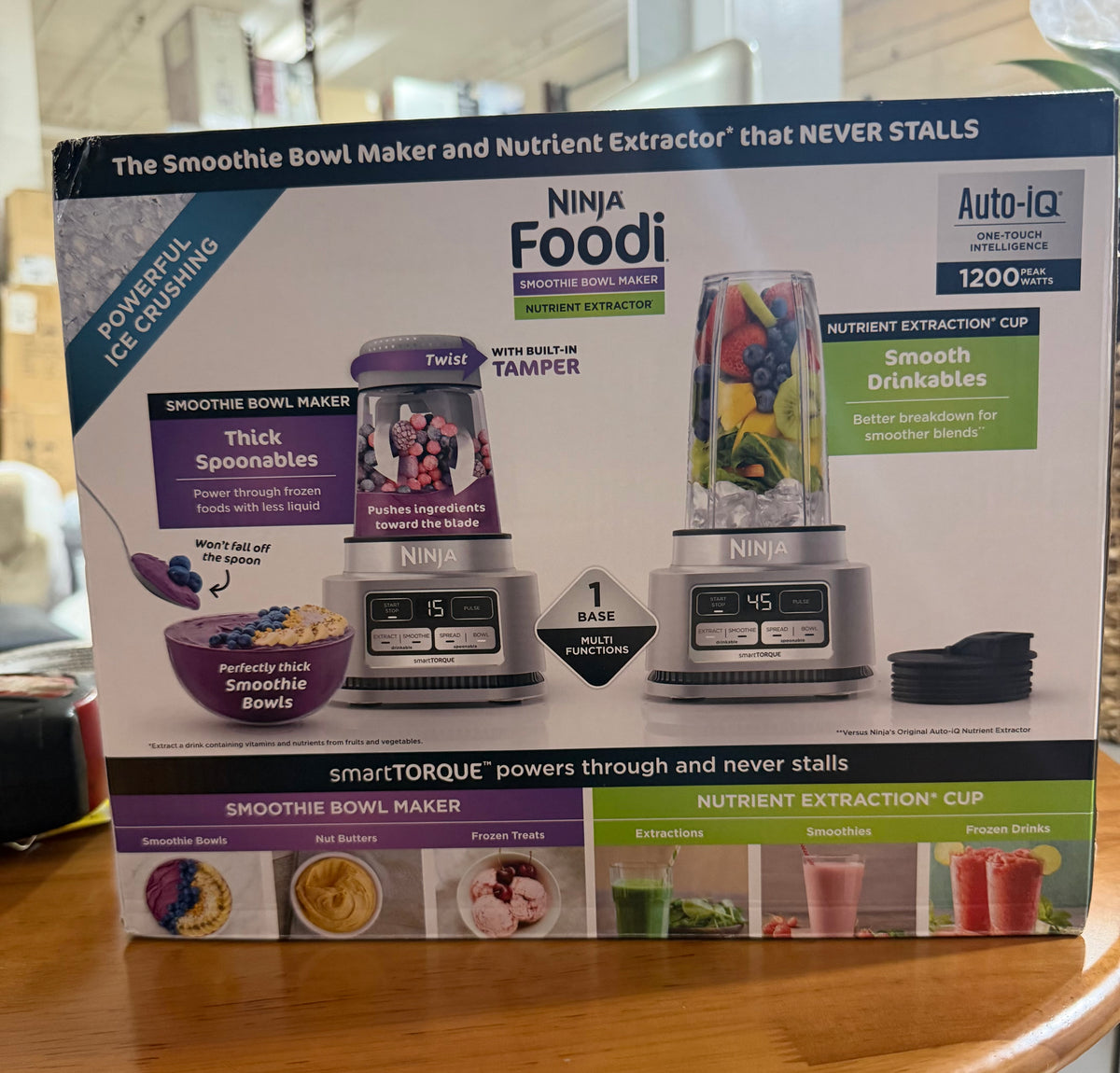 Foodi 24 oz. 4-Speed Auto-iQ Stainless Steel Smoothie Bowl Maker and Nutrient Extractor Blender 1200WP