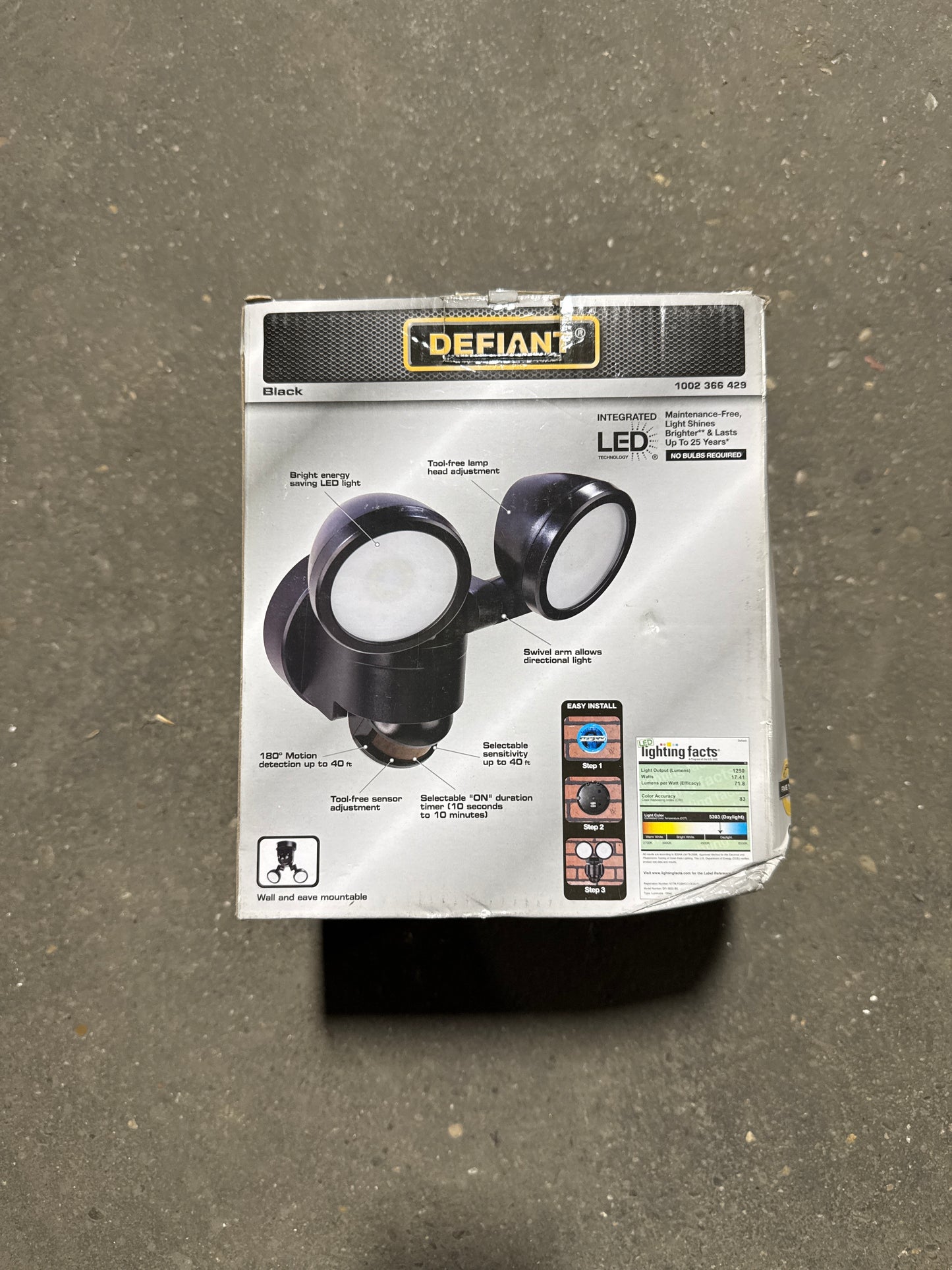 Defiant security light motion sensor